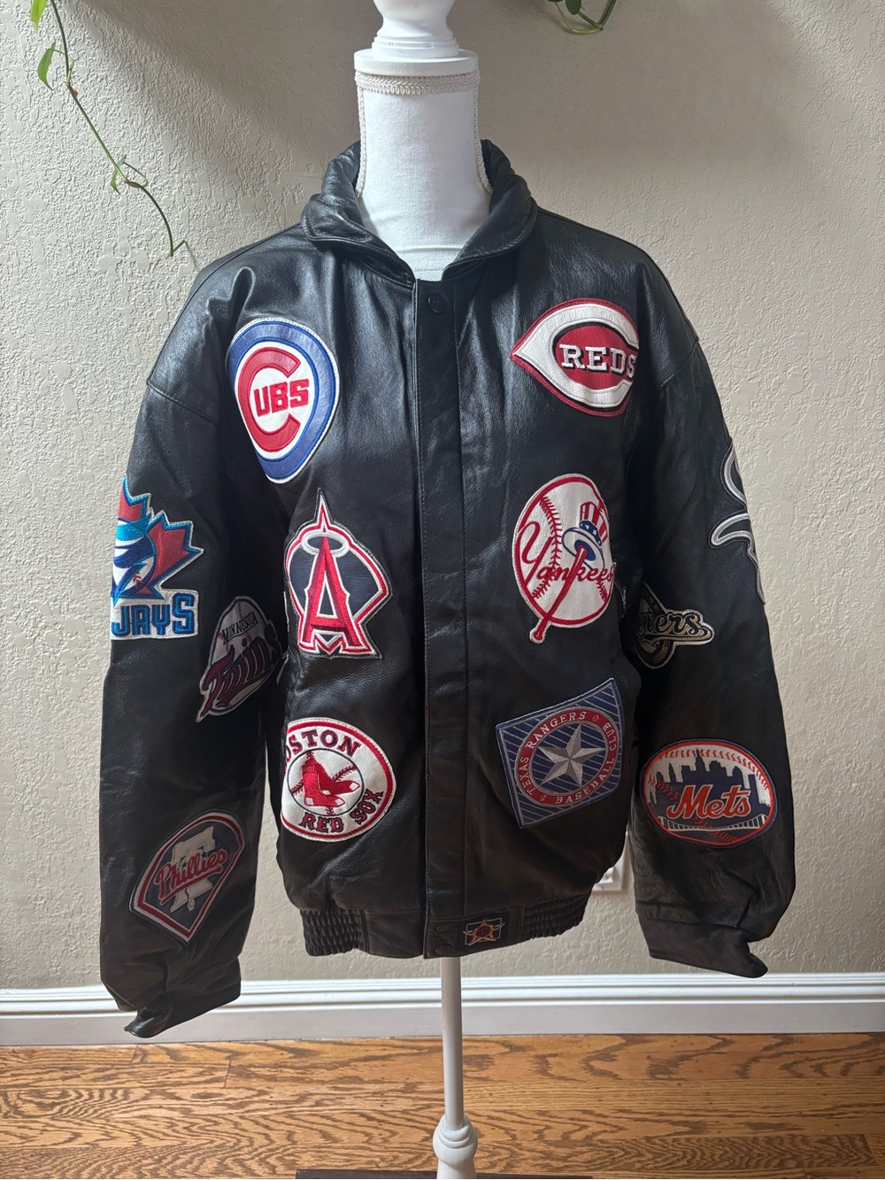 Vintage Jeff Hamilton Patchwork MLB Leather Bomber Jacket